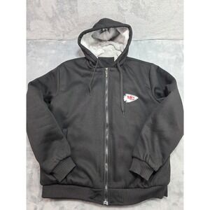 Kansas City Chiefs Black Winter Hooded Zip Up Jacket Men's Sz 1X-2X -Description